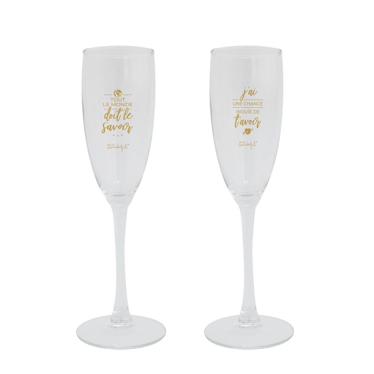 Coffret de 2 flûtes à champagne - Chaque monde fait le savoir-faire : il y a une inouïe chance de t'avoir