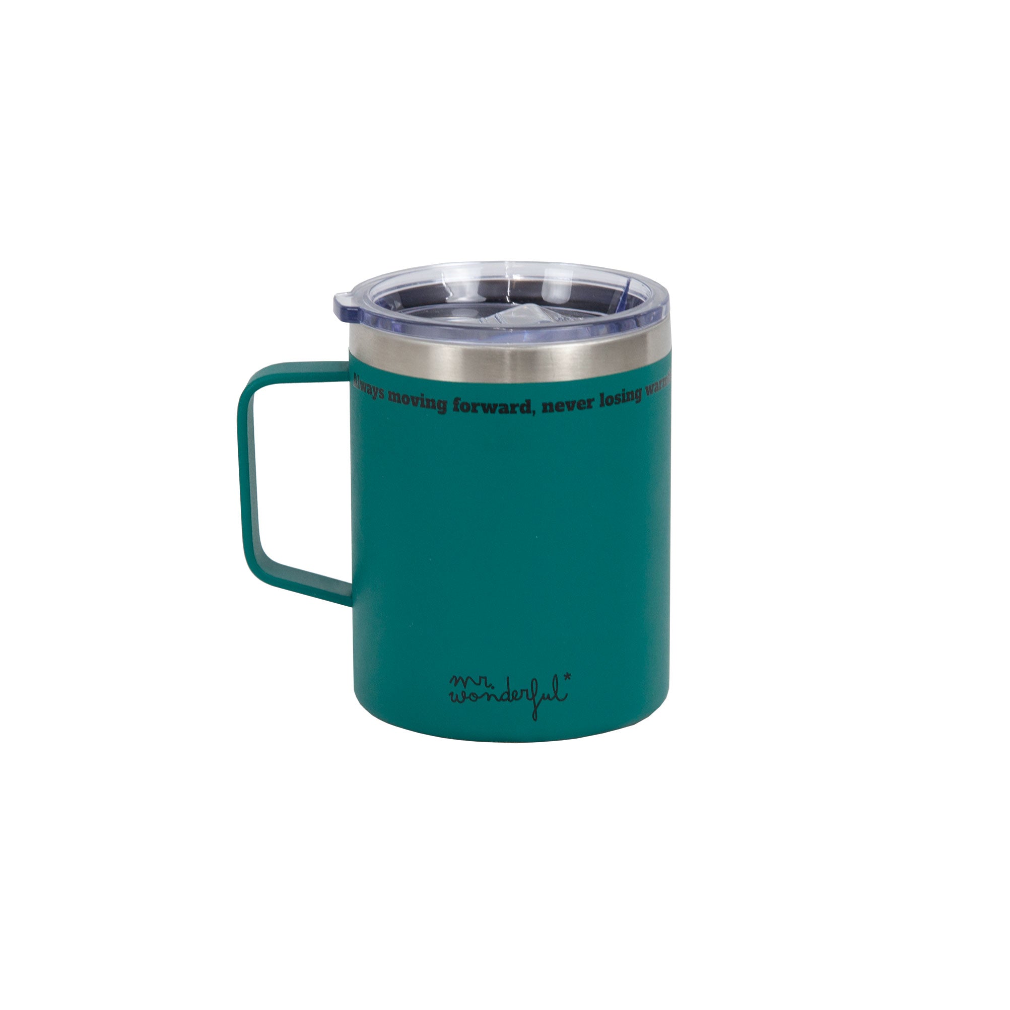 Taza Térmica con asa color verde - Always moving forward, never losing warmth
