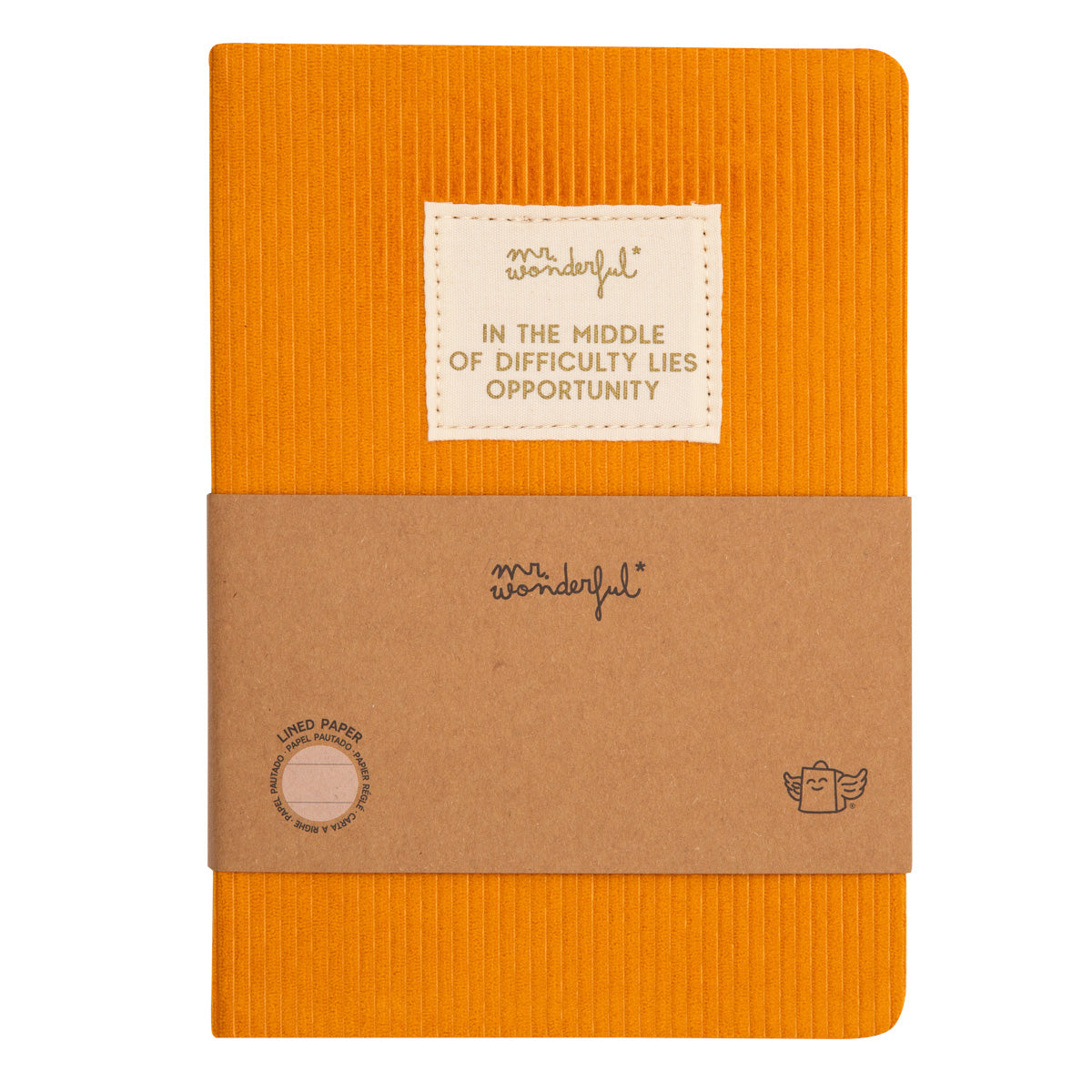 A5 notebook corduroy mustard - In the middle of difficulty lies opportunity.