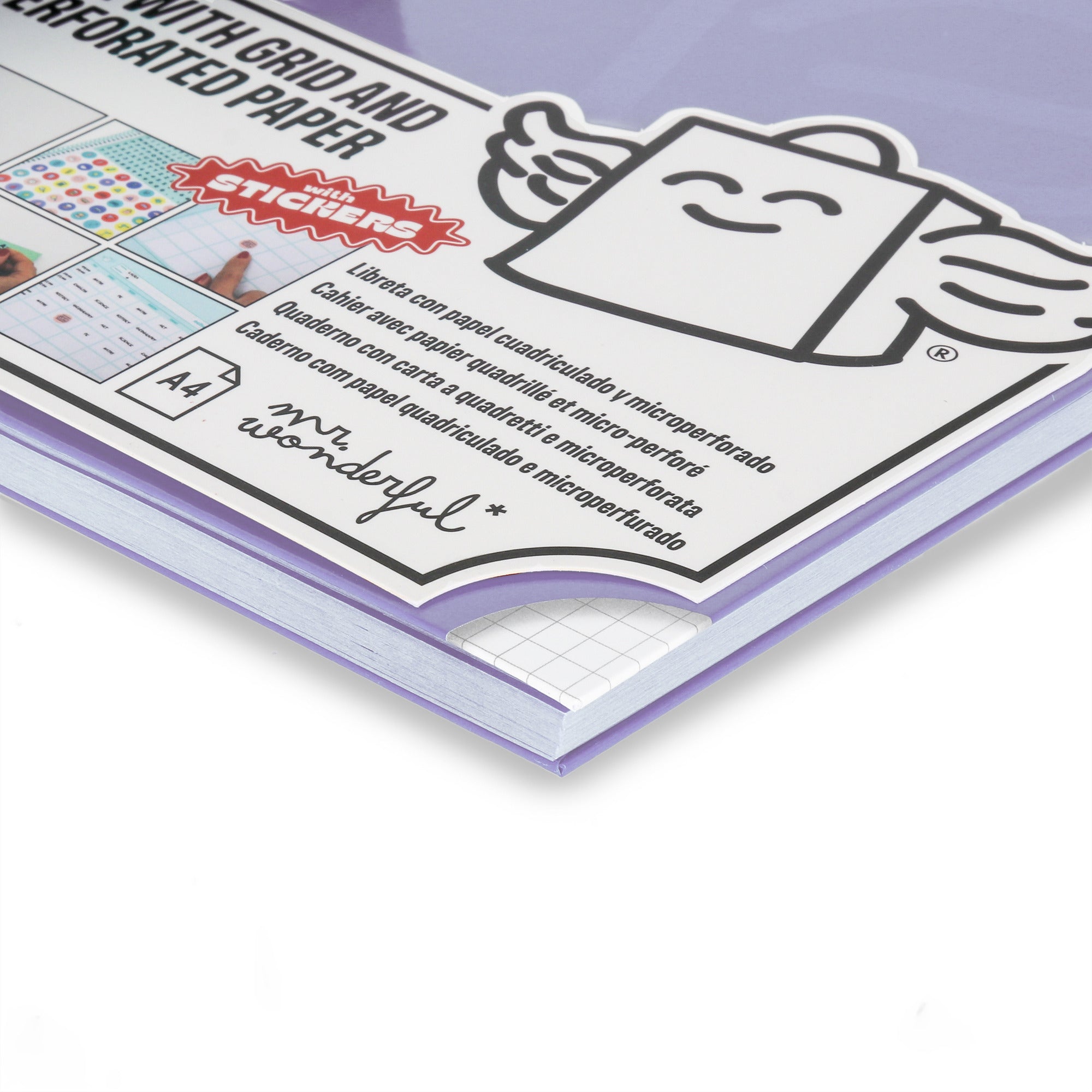 Lilac A4 notebook 80 sheets - Grid paper and micro-perforated