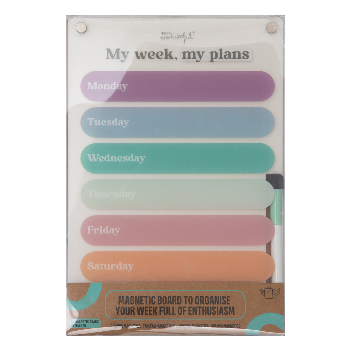 Tableau magnétique transparent - Ma semaine, mes projets