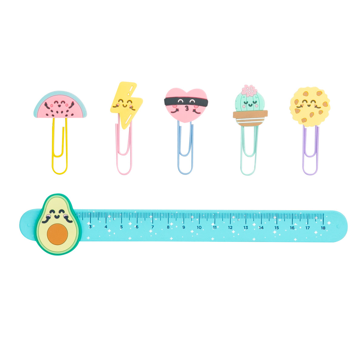 Trousse à crayons avec jeu de pinces à personnages + règle - Make it happen