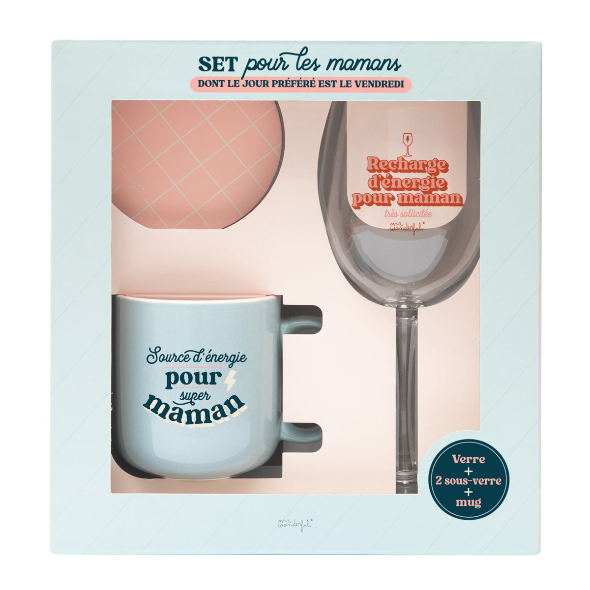 Verre à Vin Mr. Wonderful - 47 Cl - Avec Message Humoristique - Design En Verre - Lavable Au Lave-vaisselle