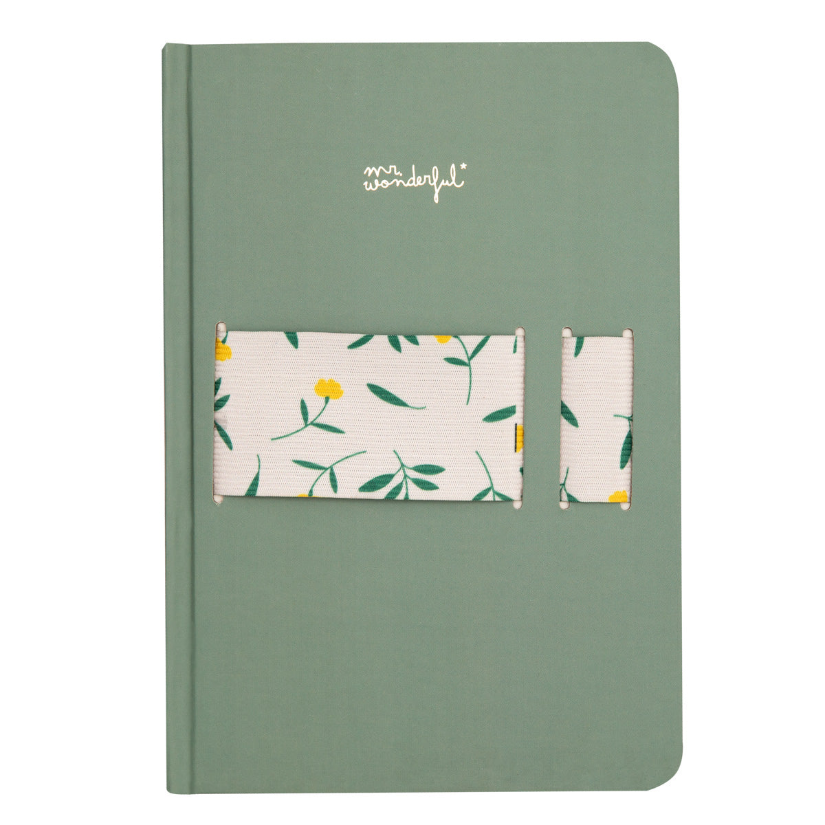 A5 notebook with mobile strap green + flowers elastic band - Ringtones & notes.