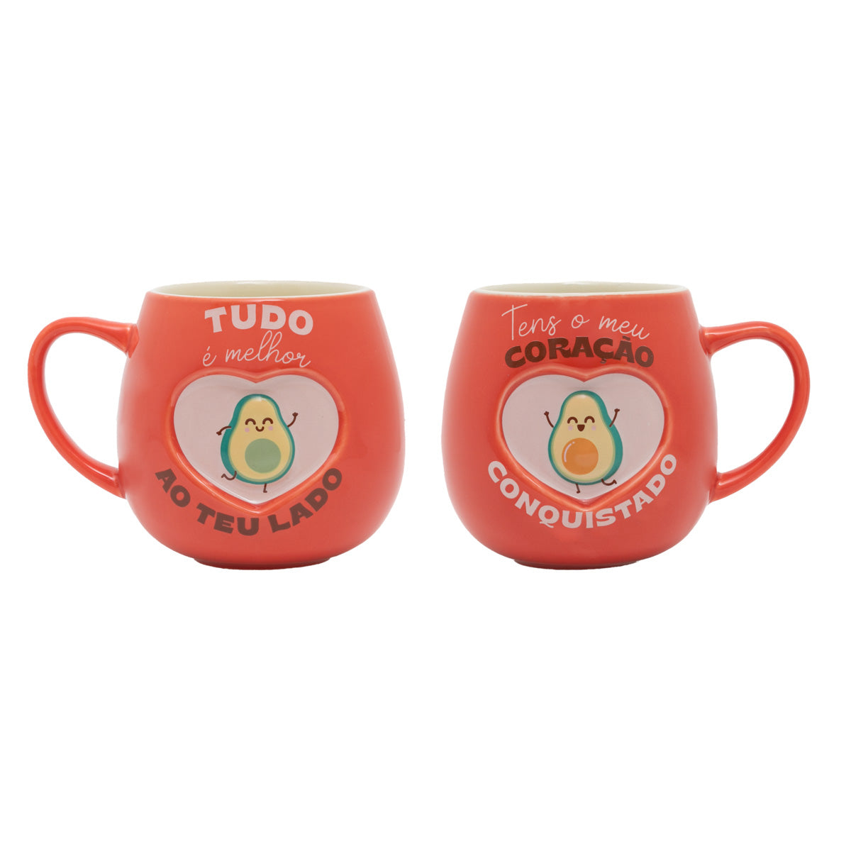 Kit de 2 canecas - Tudo fica melhor do seu lado. Eu tenho meu coração conquistado