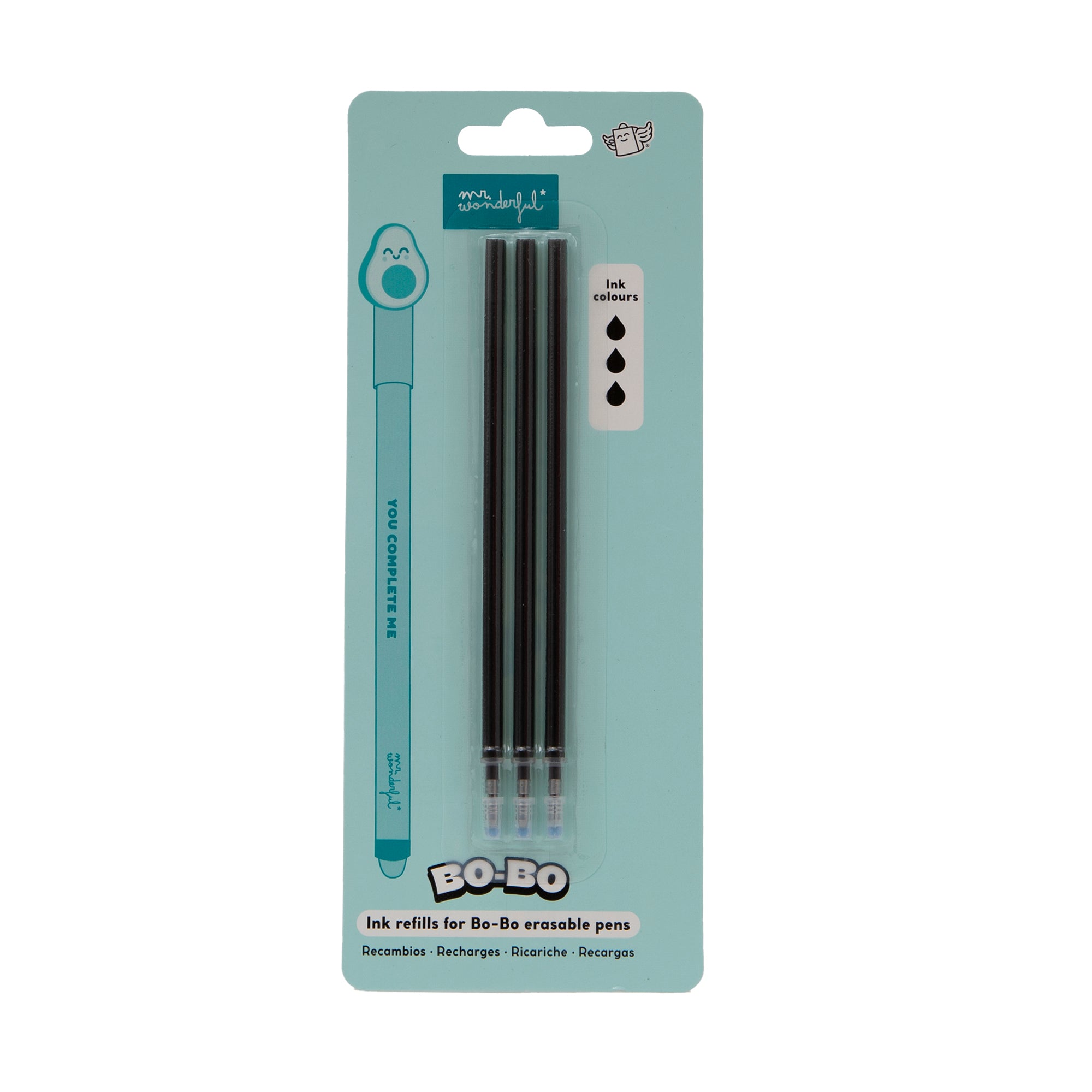 Recambios de tinta negra para bolígrafos borrables Bo-Bo Mr. Wonderful