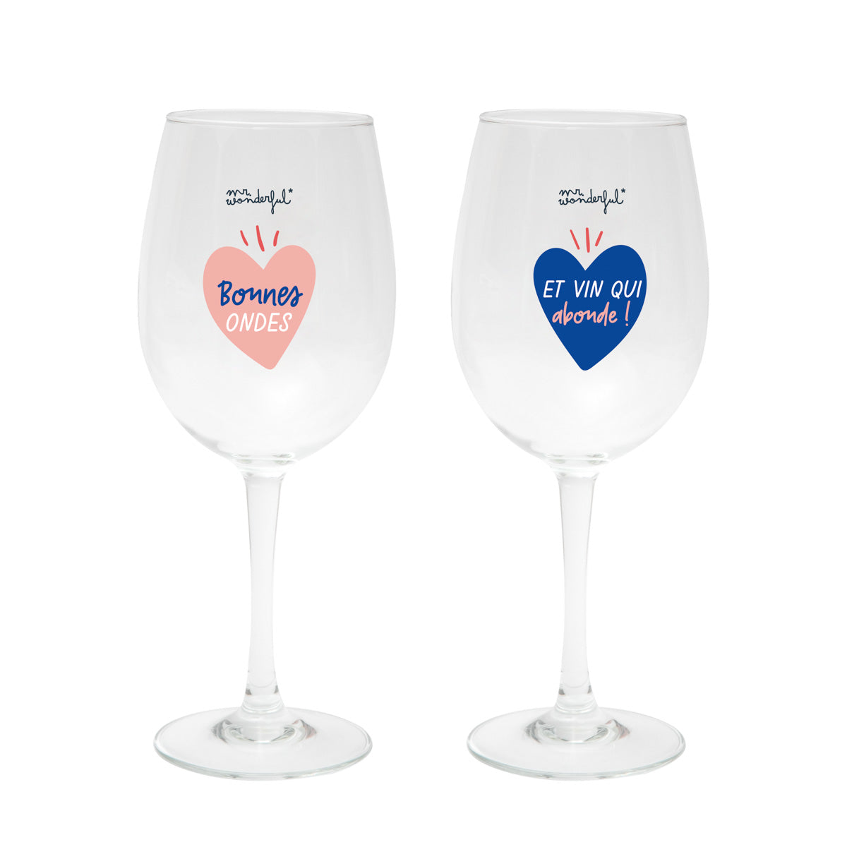 Coffret de 2 verres à vin - Bonnes ondes et vin qui abonde!