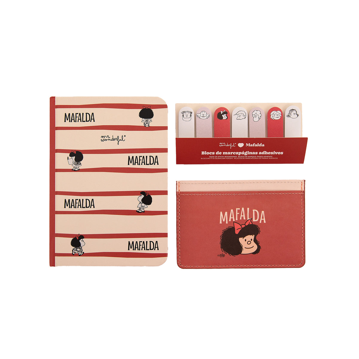 Set de libreta A6 + tarjetero + marcapáginas adhesivos | Mr.Wonderful