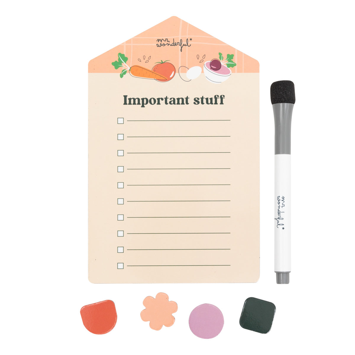 Pizarra blanca magnética para to-do list Mr. Wonderful - Important stuff