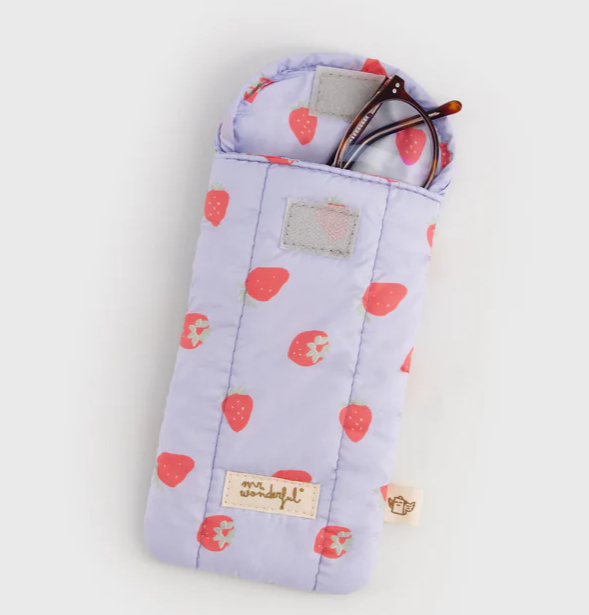 Kit de productos estampado fresas - Bolsa tote bag y funda de gafas