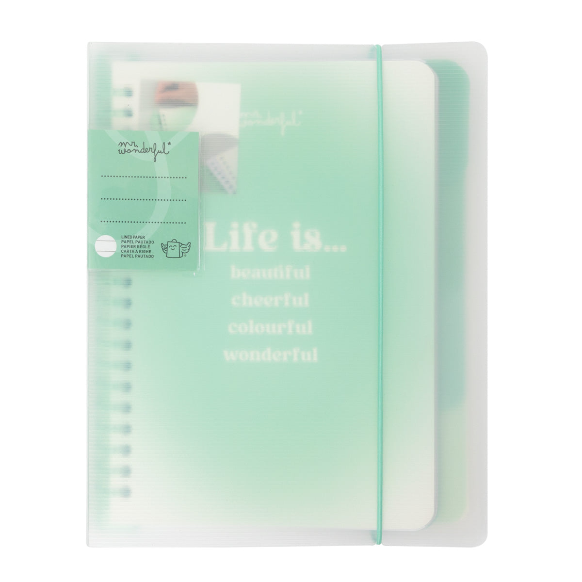 Carnet A5 transparent - La vie est belle, joyeuse, colorée, merveilleuse