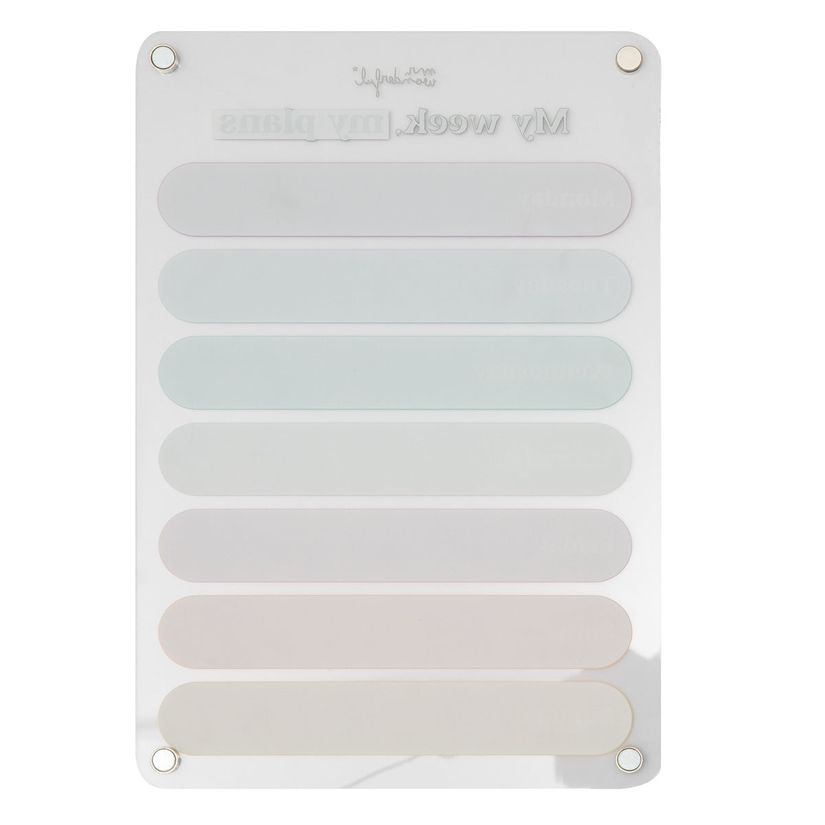 Tableau magnétique transparent - Ma semaine, mes projets