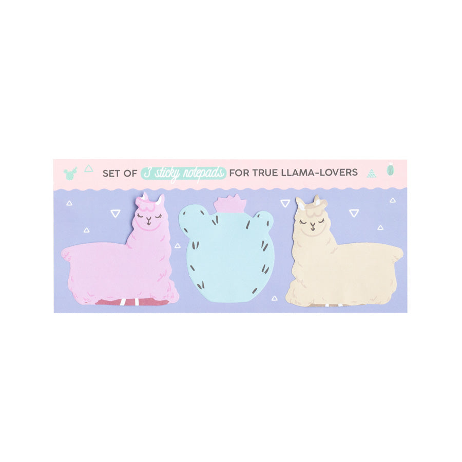 Set of 3 sticky notepads for true llama-lovers