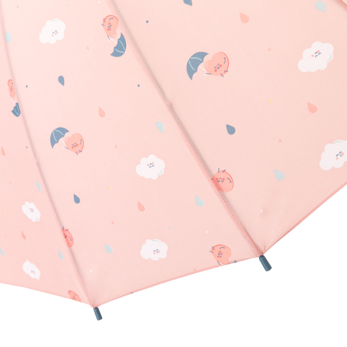 Large-sized umbrella pink - Hearts and clouds