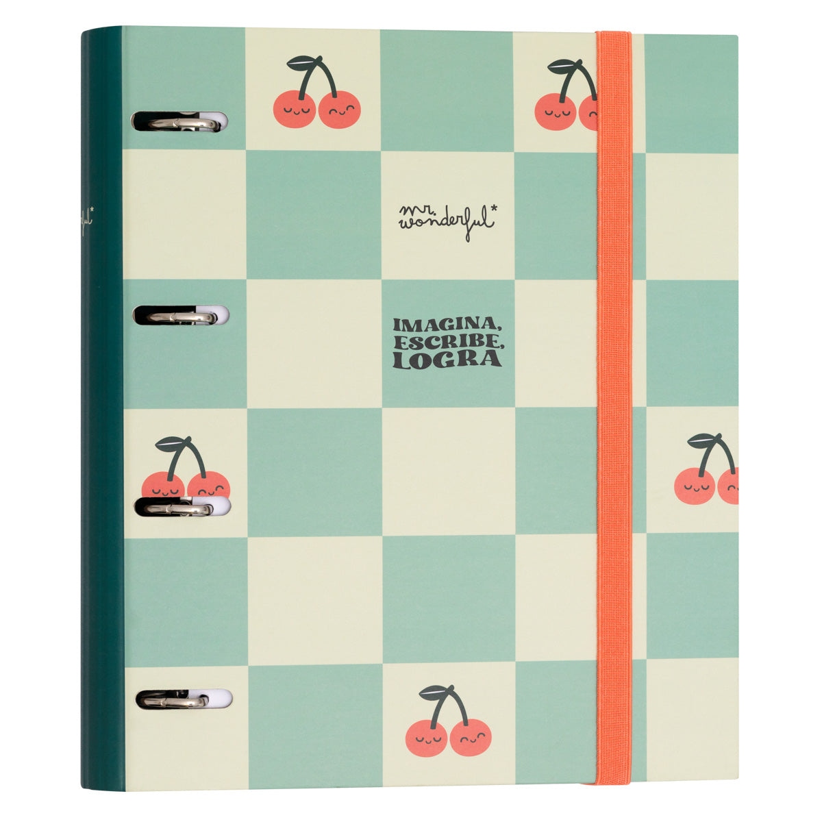 Carpeta con anillas y folios Cerezas - Imagina, escribe, logra