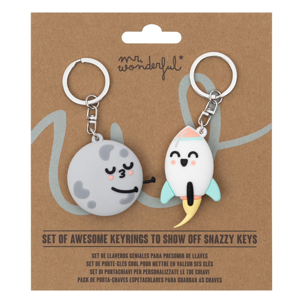 Lot de 2 porte-clés - Planète et fusée