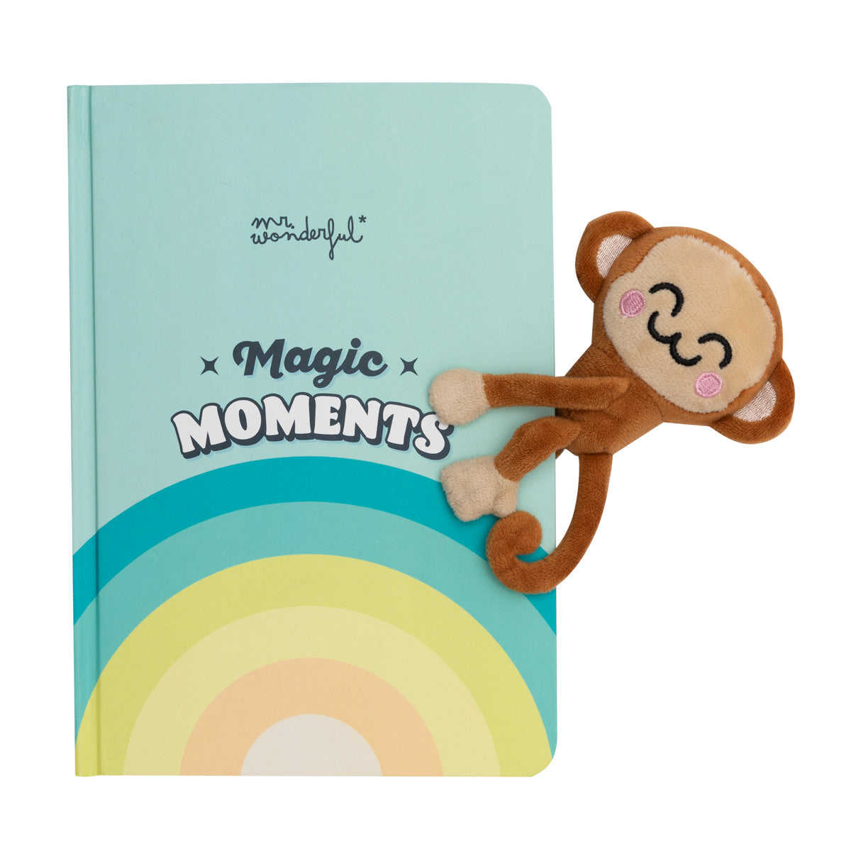 Notebook with plushie and magnetic closure monkey - Magic moments.