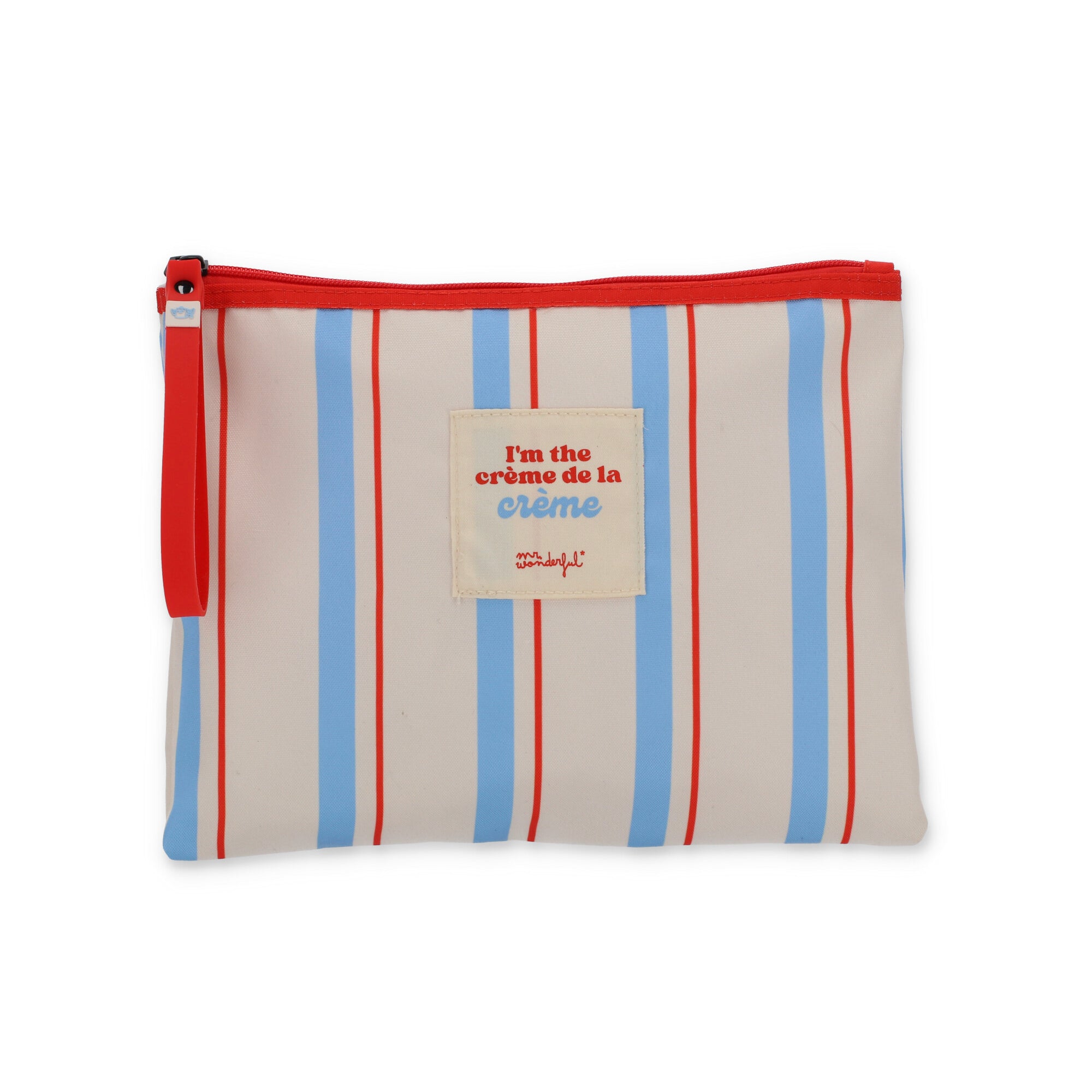 Waterproof toiletries bag blue, red and beige stripes - I'm the crème de la crème