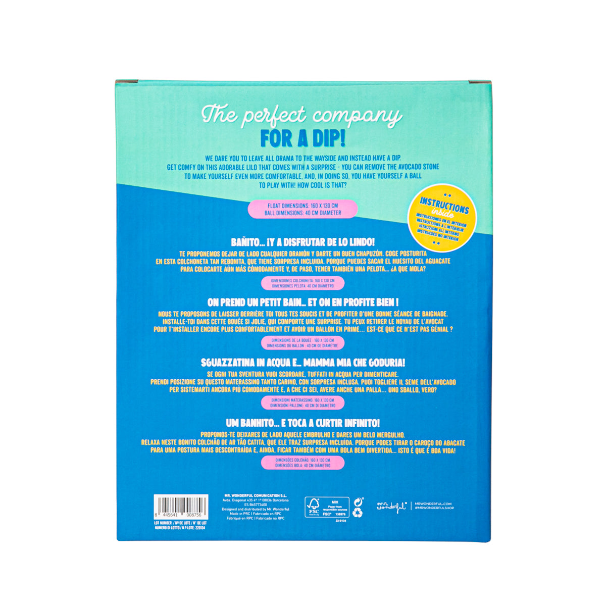 Colchoneta Aguacate playero Mr Wonderful - Avocado
