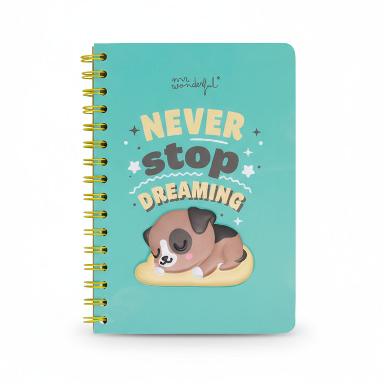 A5 notebook 3D Dog - Never stop dreaming.