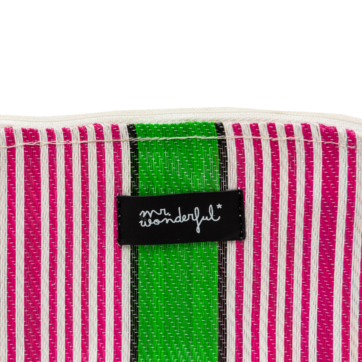 Striped beach toiletry bag – Orange, green and purple.