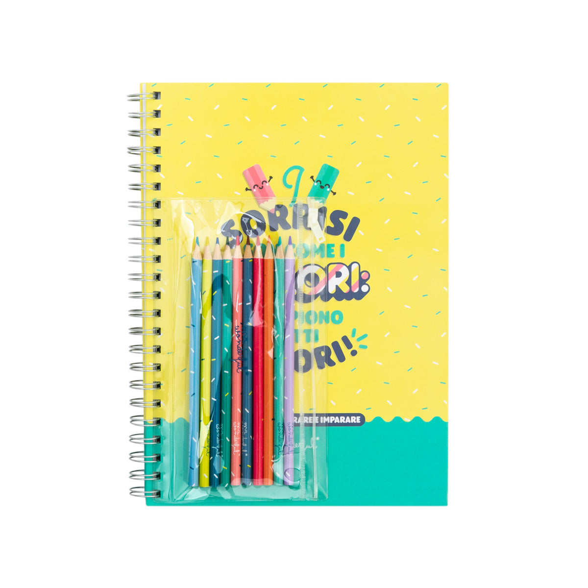 Livro de colorir + canetas - Sorrisos e núcleos para pequenos pintores