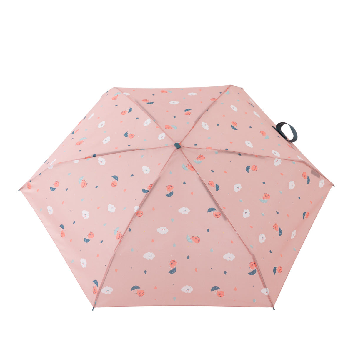Small umbrella pink - Heart and cloud print