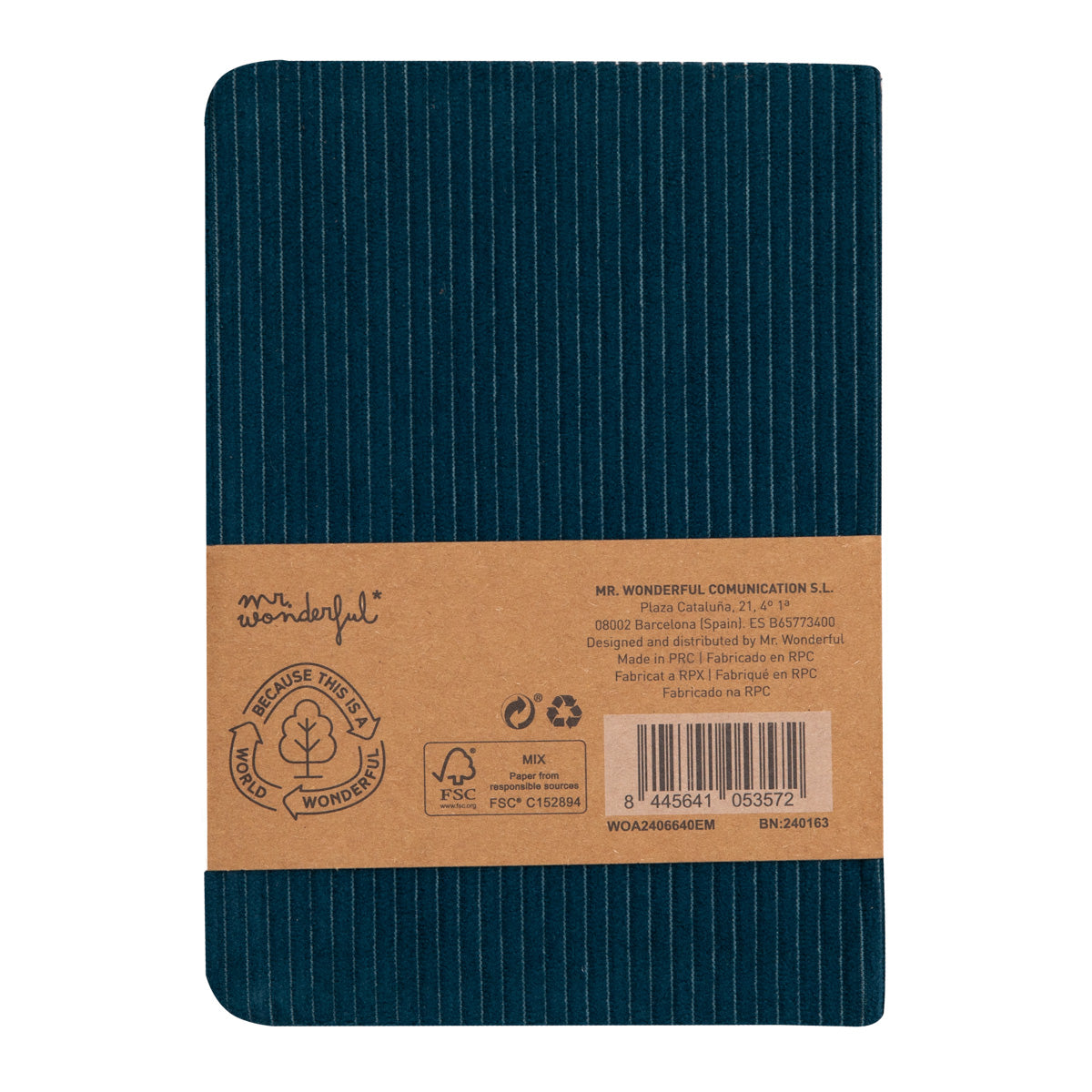 A6 notebook corduroy blue - In the middle of difficulty lies opportunity.