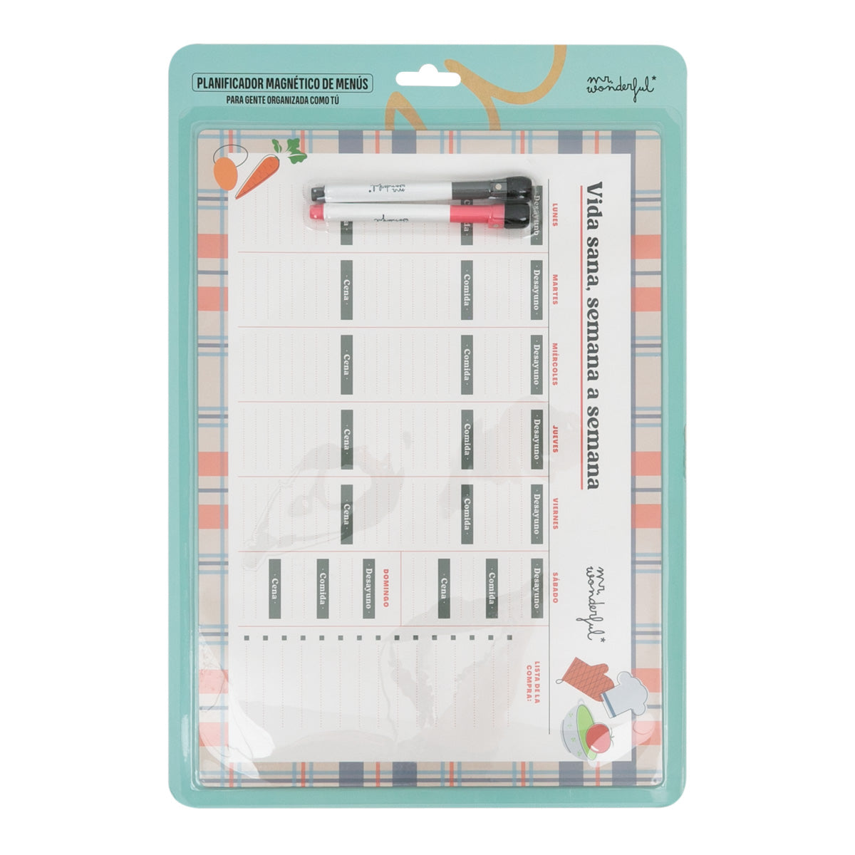 Planificateur de menus hebdomadaire magnétique - Une vie saine, semaine après semaine