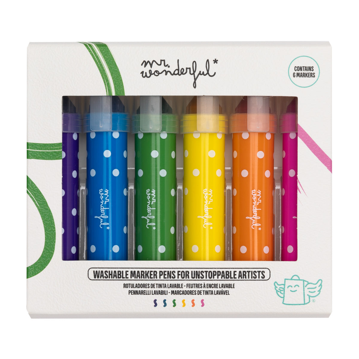 Washable marker pens for unstoppable artists.