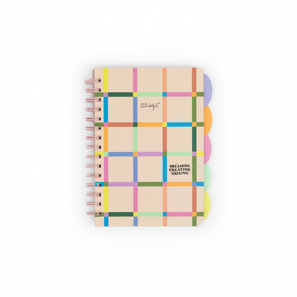 Caderno A5 pautado com divisores Mr. Wonderful - Dreaming, creating, shining