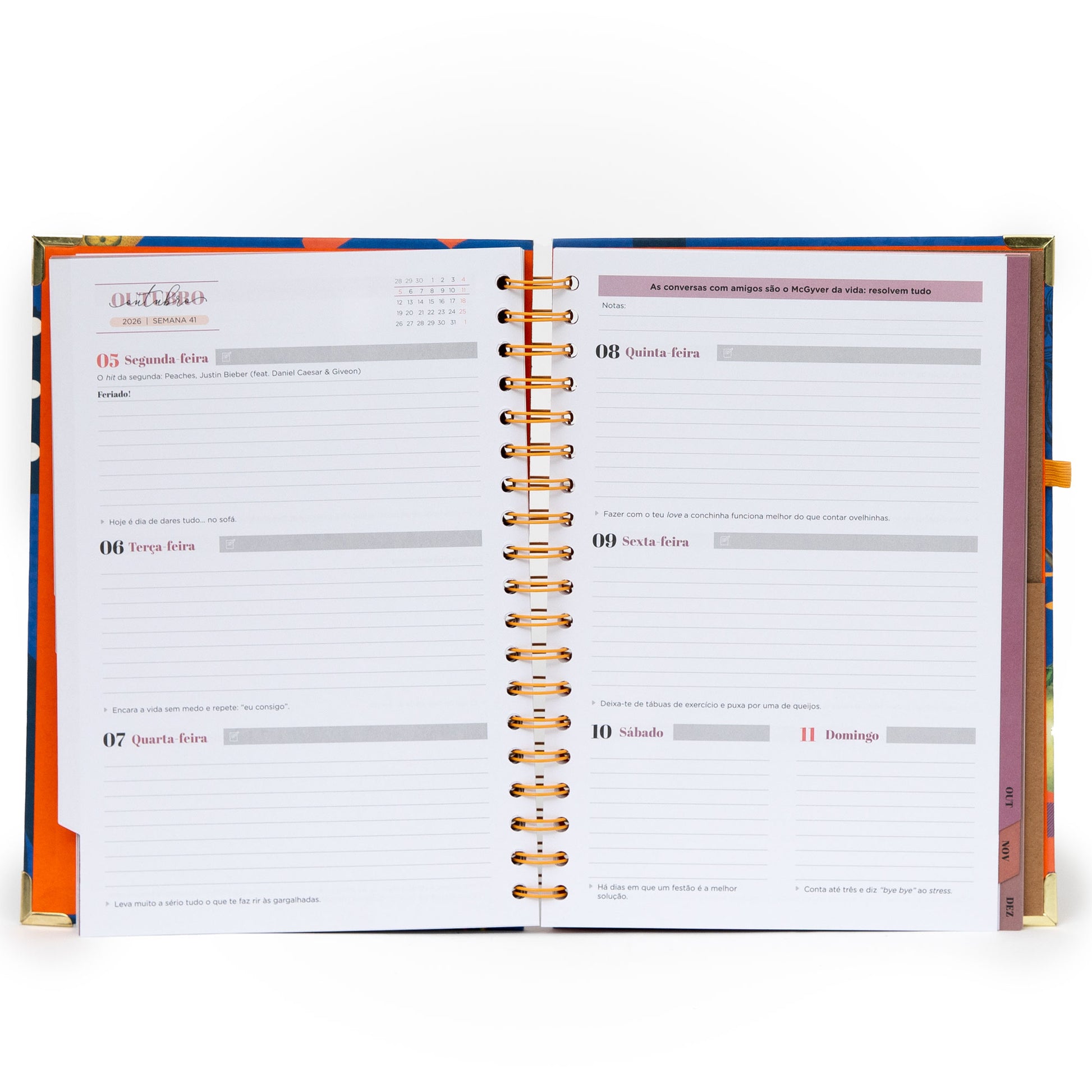 Conjunto premium de agenda 2026 semanal da Mr. Wonderful e caneta elegante