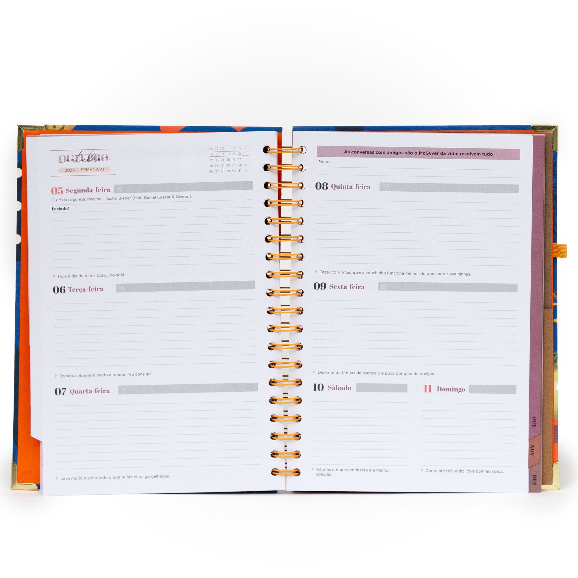 Conjunto premium de agenda 2026 semanal da Mr. Wonderful e caneta elegante