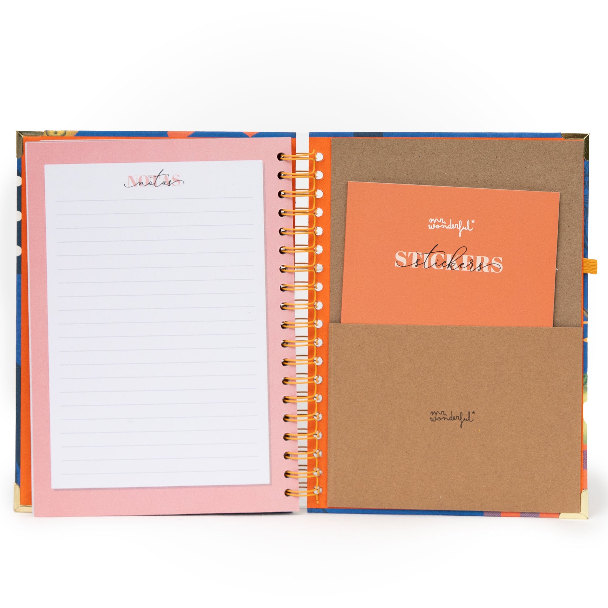 Agenda 2026 grande da Mr. Wonderful com autocolantes e notas adesivas