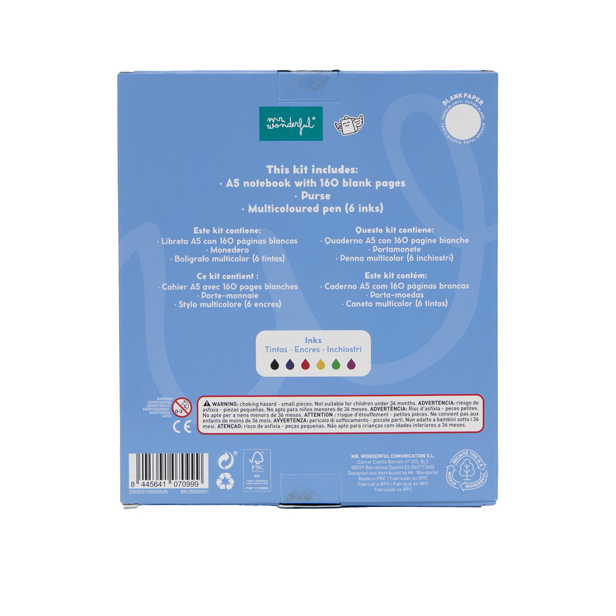 Set carnet A5 + porte-monnaie + stylo effaçable – Panda