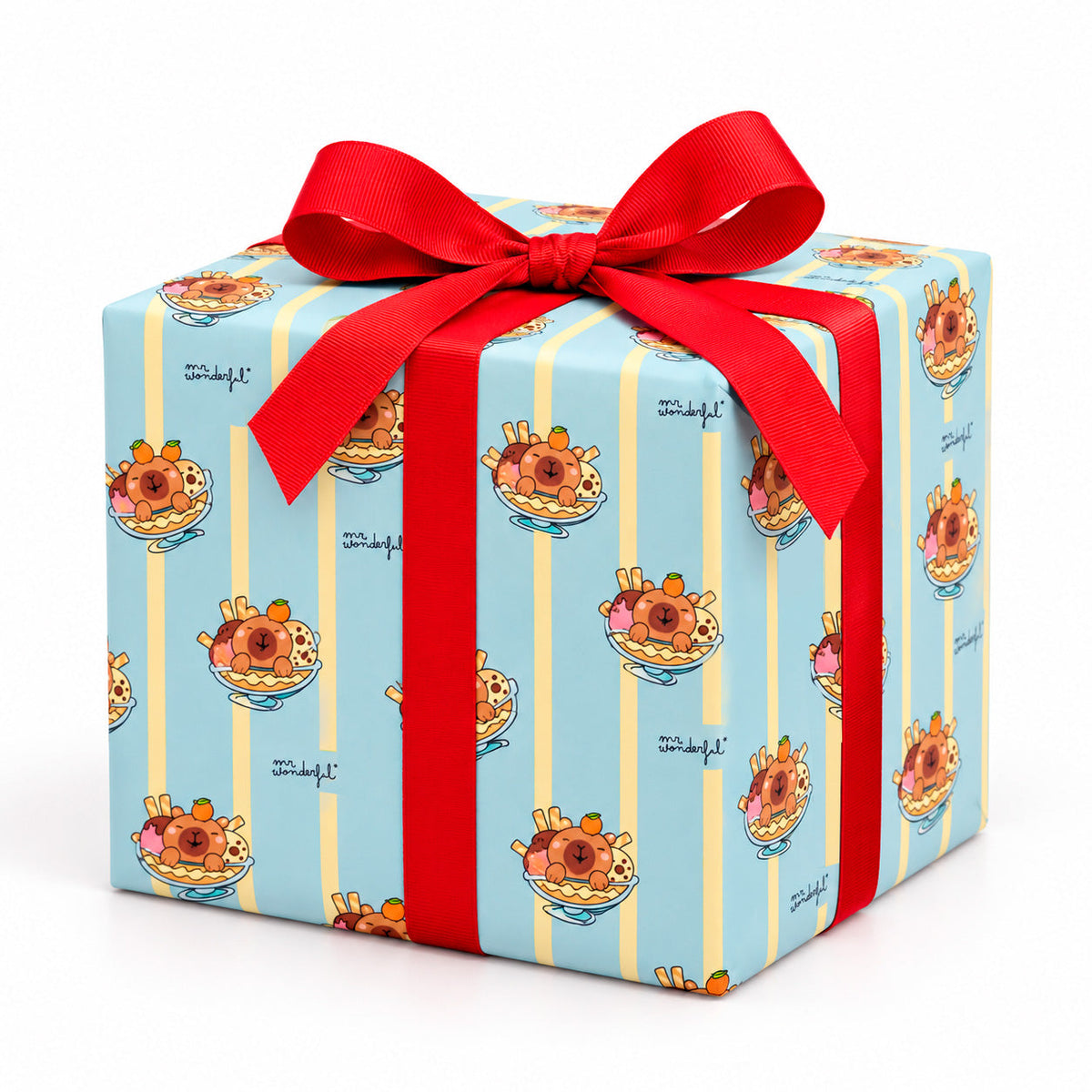 Papel de regalo de aguacate y capibara para sorprender Mr. Wonderful