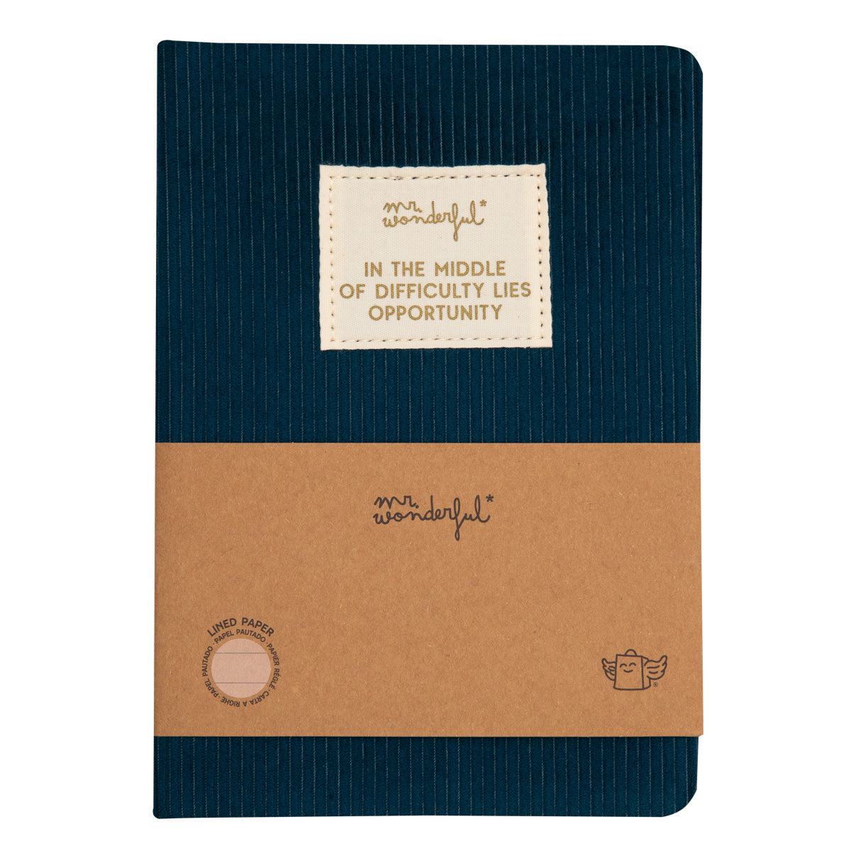 Caderno A5 azul-veludo - No meio da dificuldade está a oportunidade. 