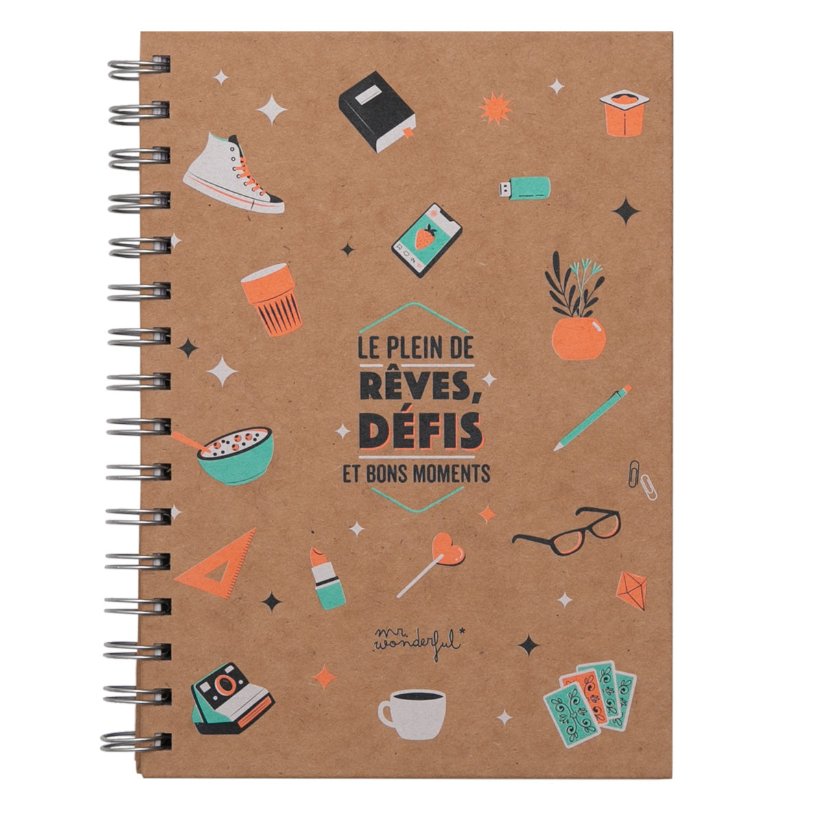 Cahier A5 avec message Mr. wonderful - Le plein de rêves, défis et bons moments