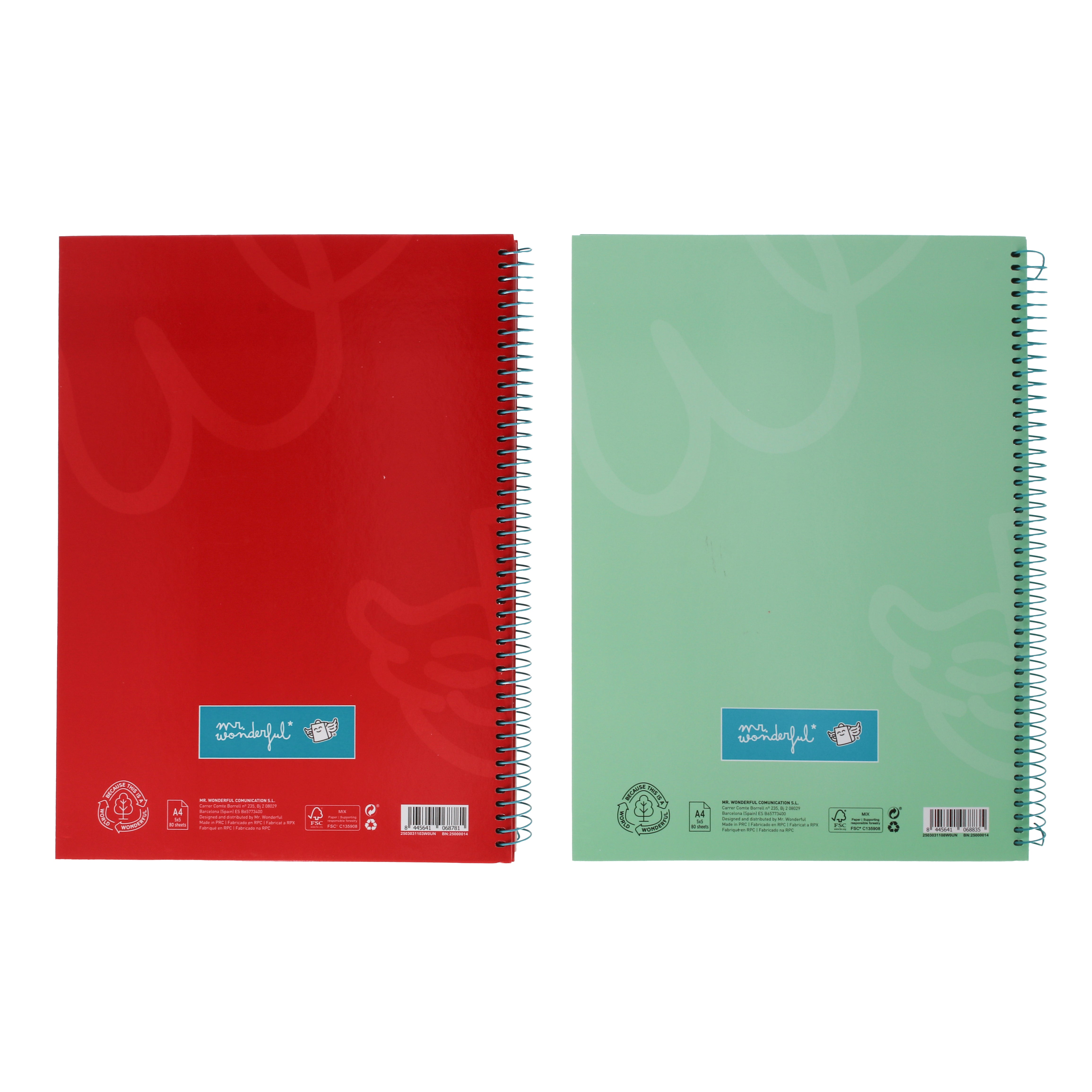 Set de 2 Libretas A4 80 grid and micro-perforated sheets - Rojo y menta