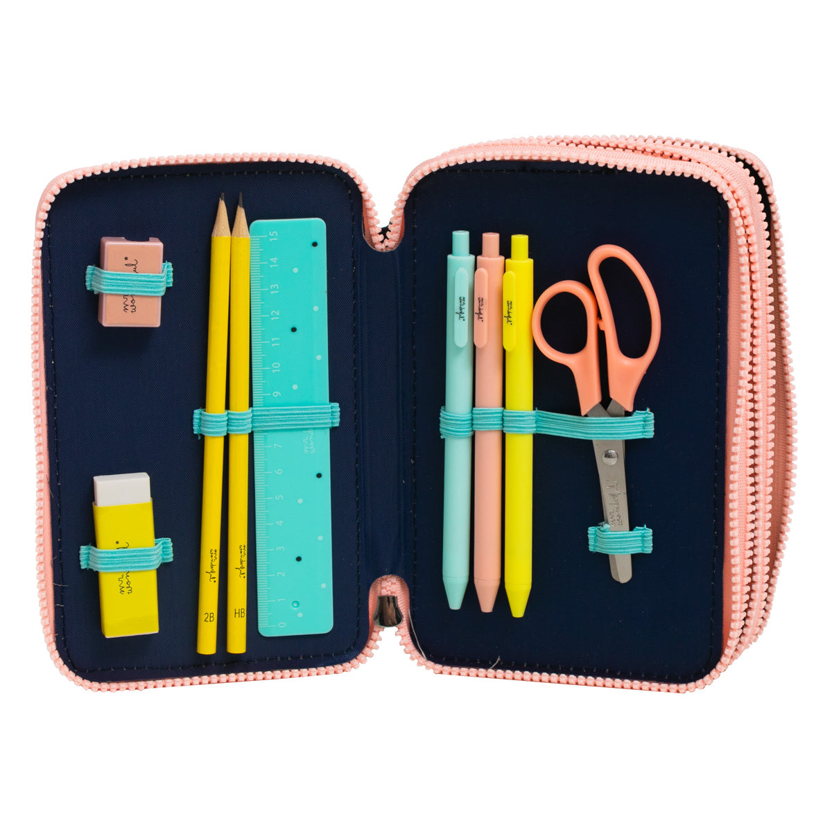 Mochila escolar completa com 3 compartimentos - Apontamentos, riscalhadas e gargalhadas 