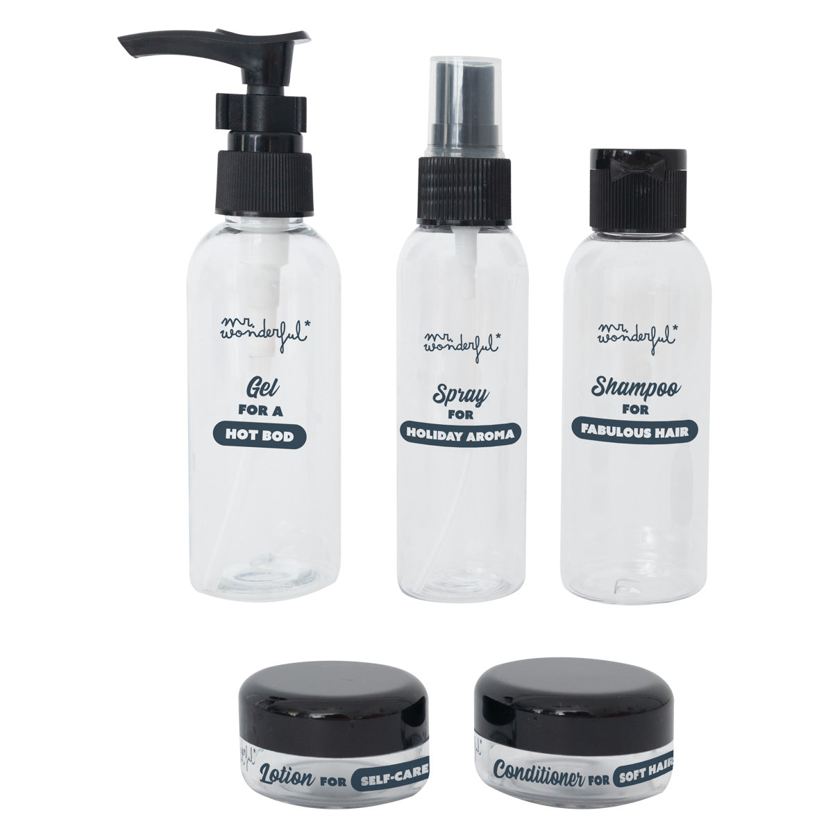Travel toiletry bag with containers - Grey.