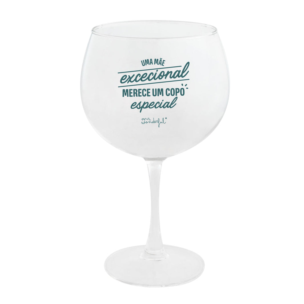 Copo de balão para gin tonic com mensagem para mães em português Mr. Wonderful - Uma mãe excecional merece um copo especial