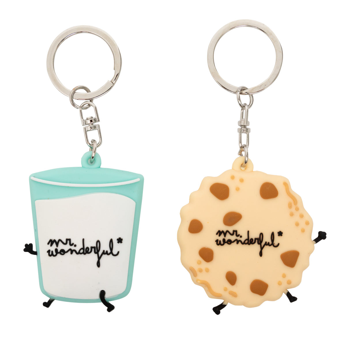 Set of 2 keyrings - Glass of milk and cookie