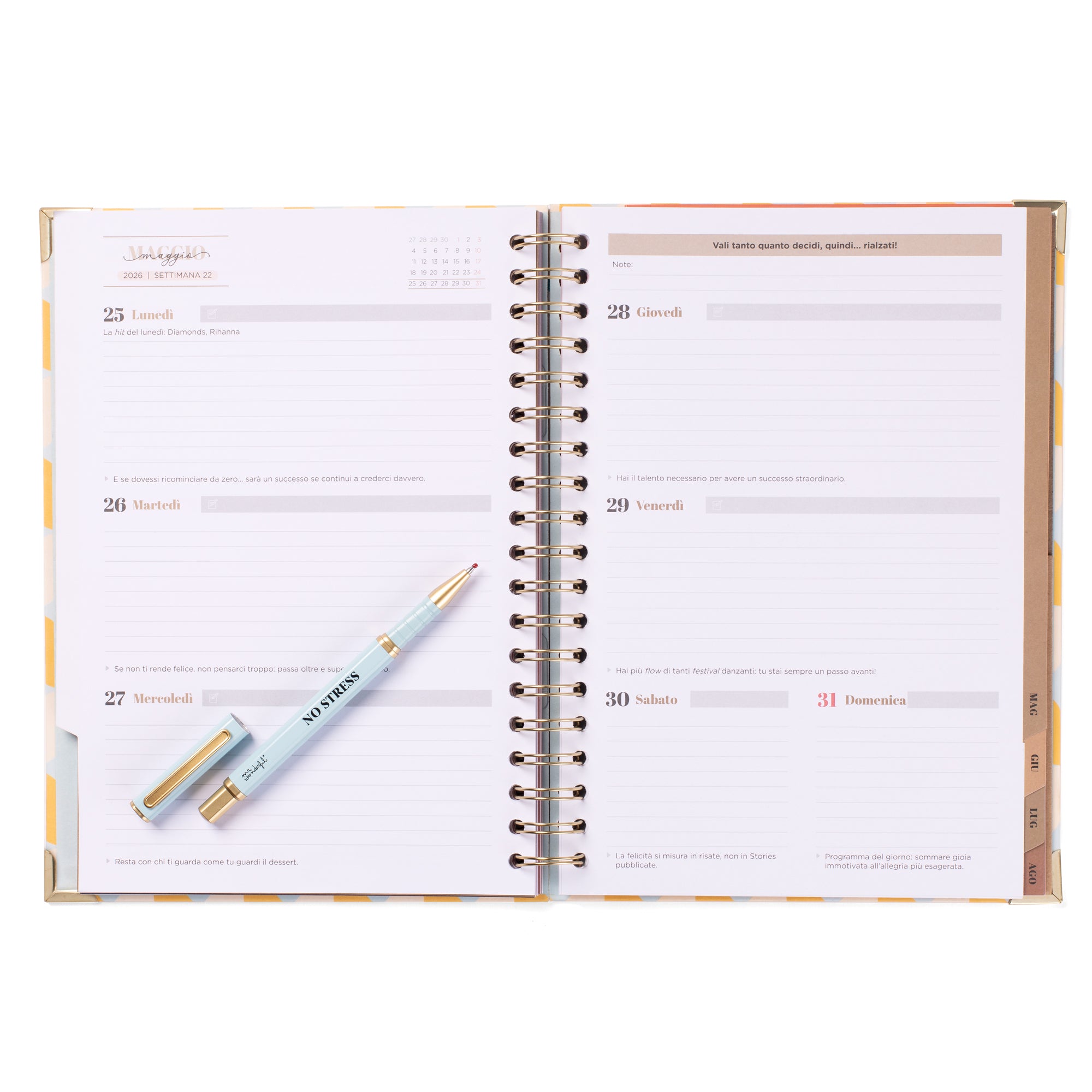 Set di Diario scolastico Office 2025-26 Settimanale Grande + penna - No stress