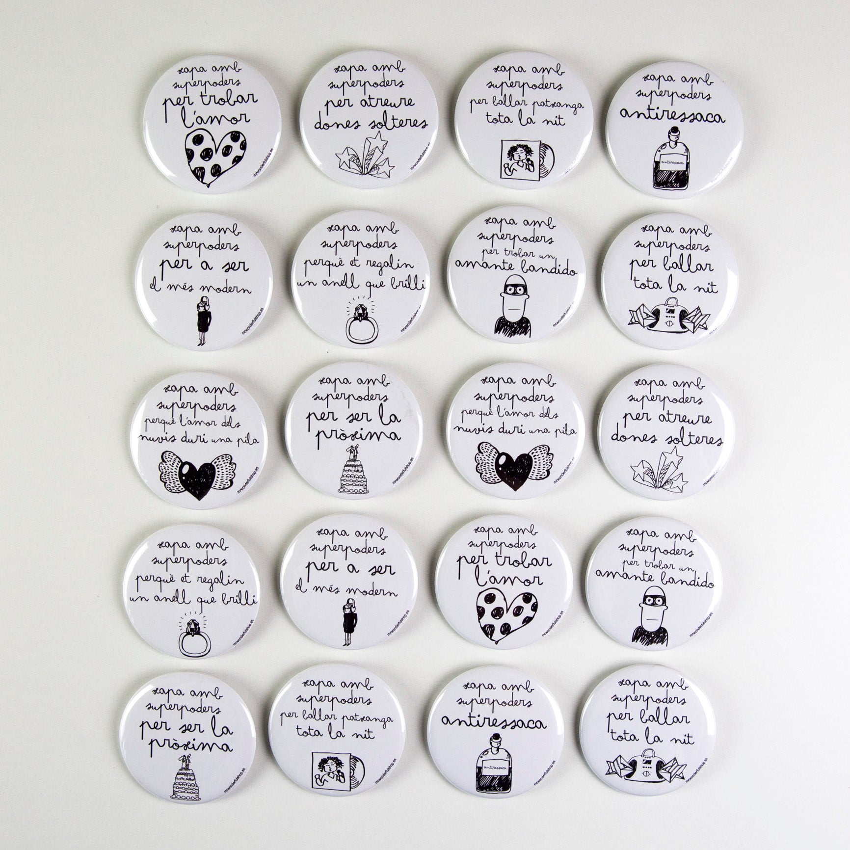 Pack 20 xapes brillo byn Superpoders casaments CAT