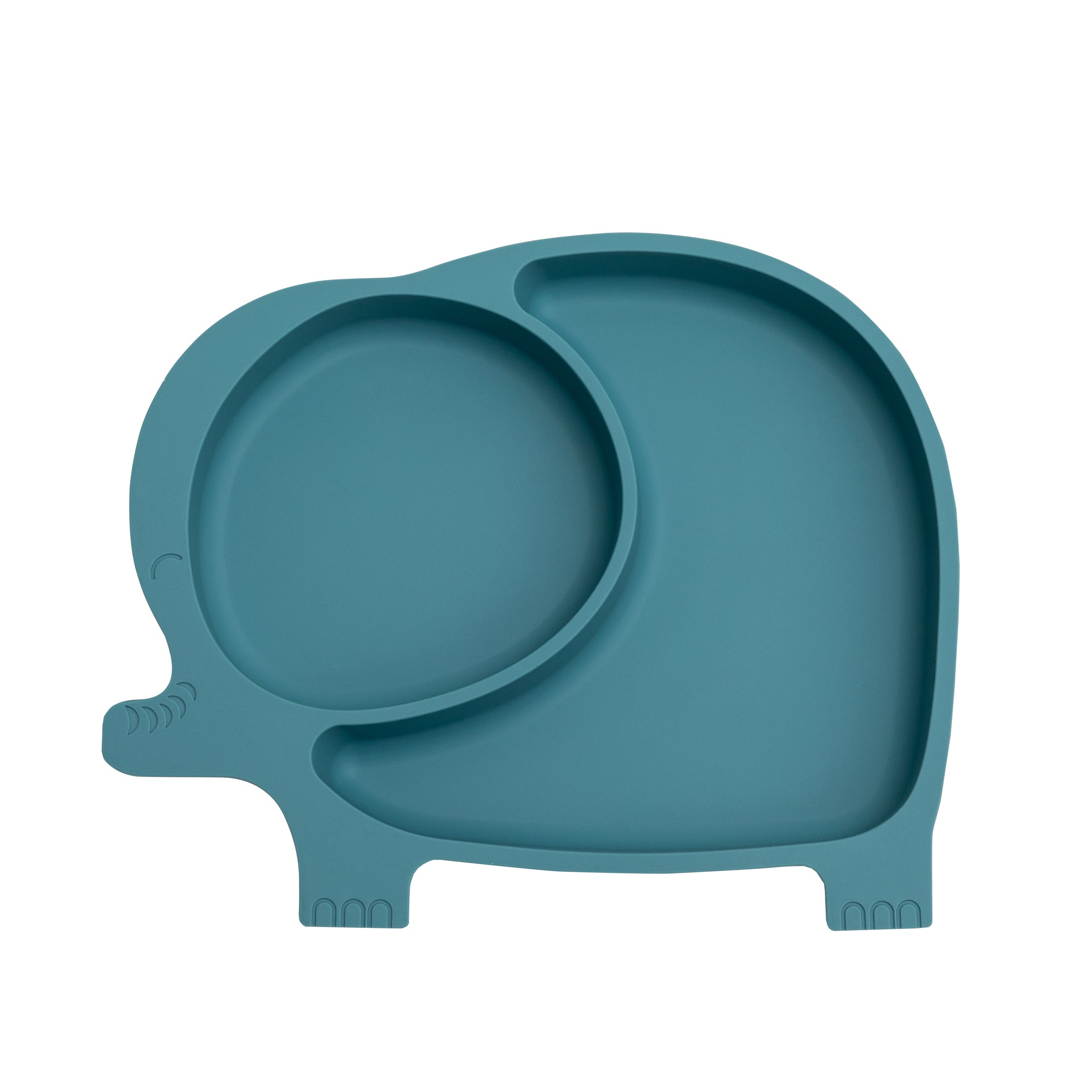 Silicone baby plate with suction cup - Blue elephant
