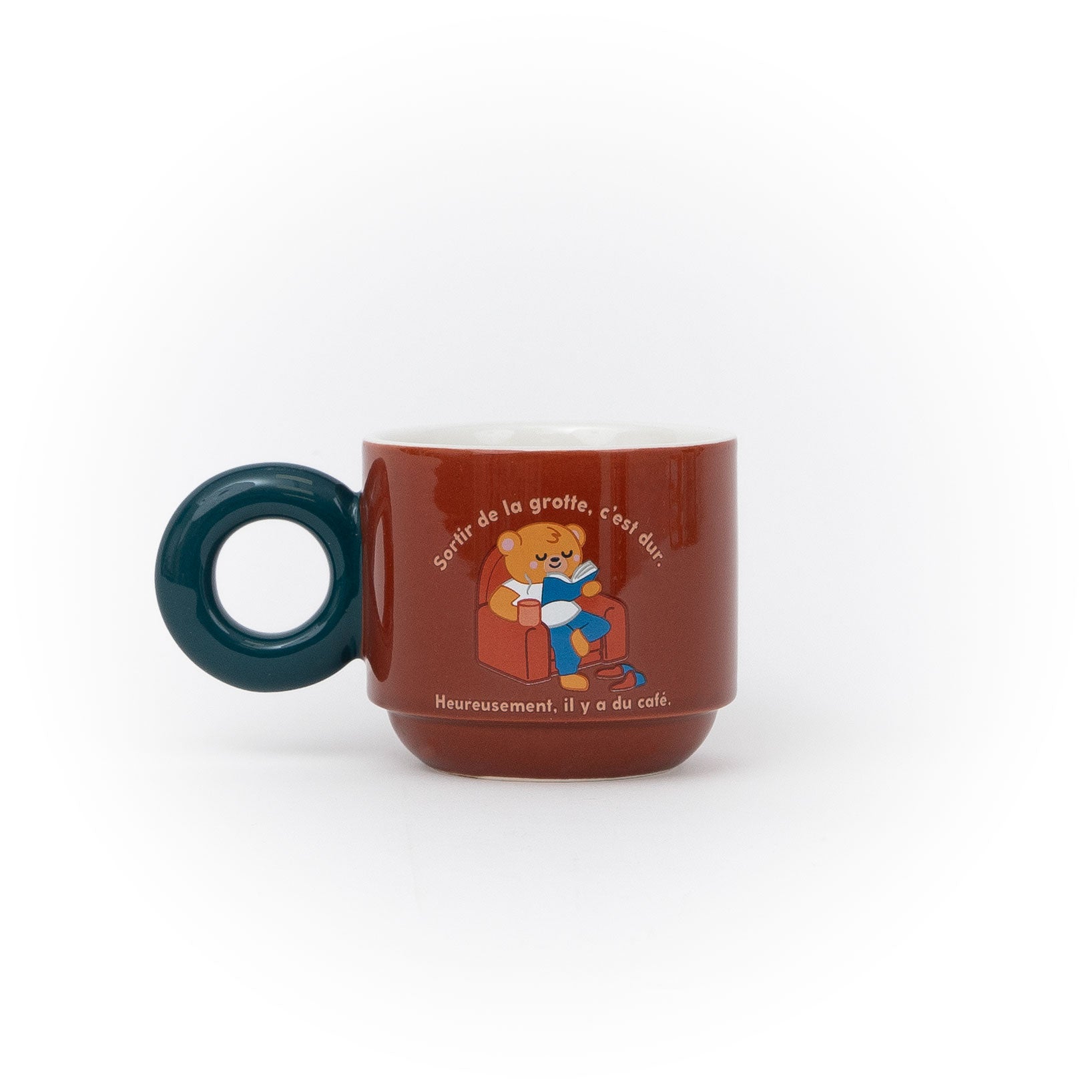 Mug empilable - Sortir de la grotte, c’est dur. Heureusement, il y a du café.