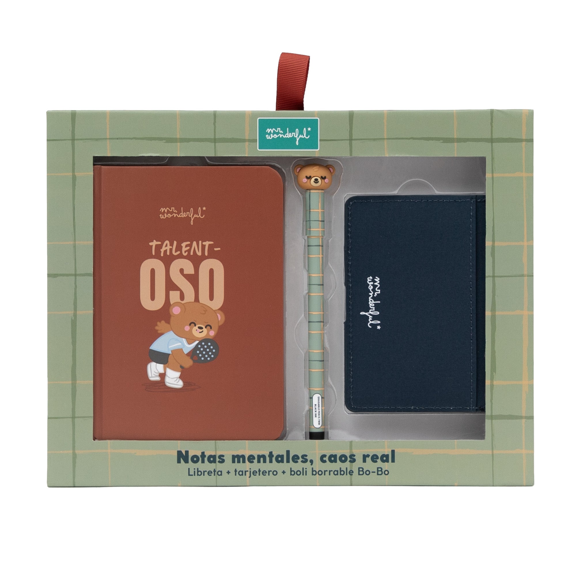 Kit de libreta A6 + tarjetero + boli borrable Bo-Bo Oso - TALENT-OSO