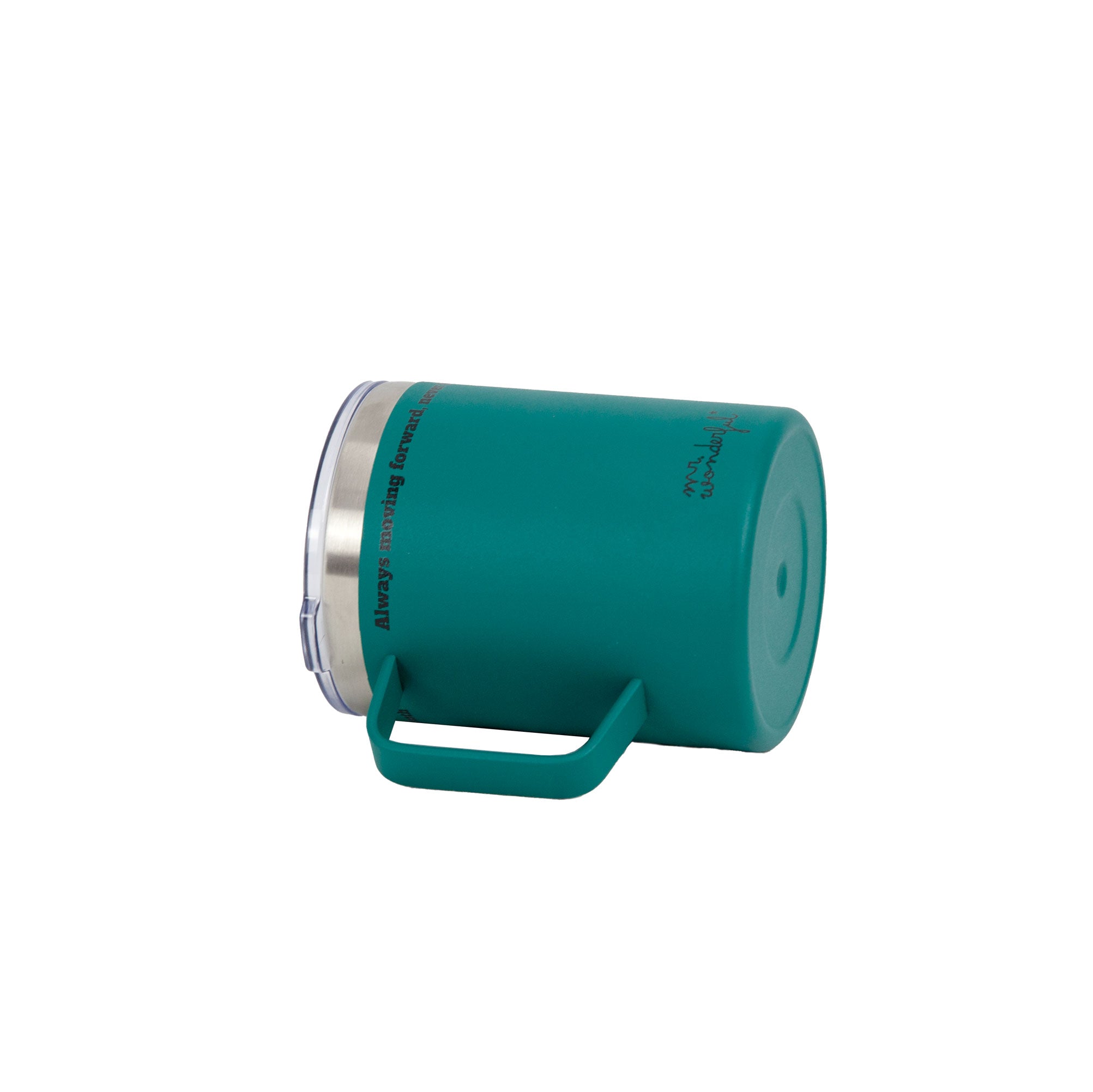 Taza Térmica con asa color verde - Always moving forward, never losing warmth