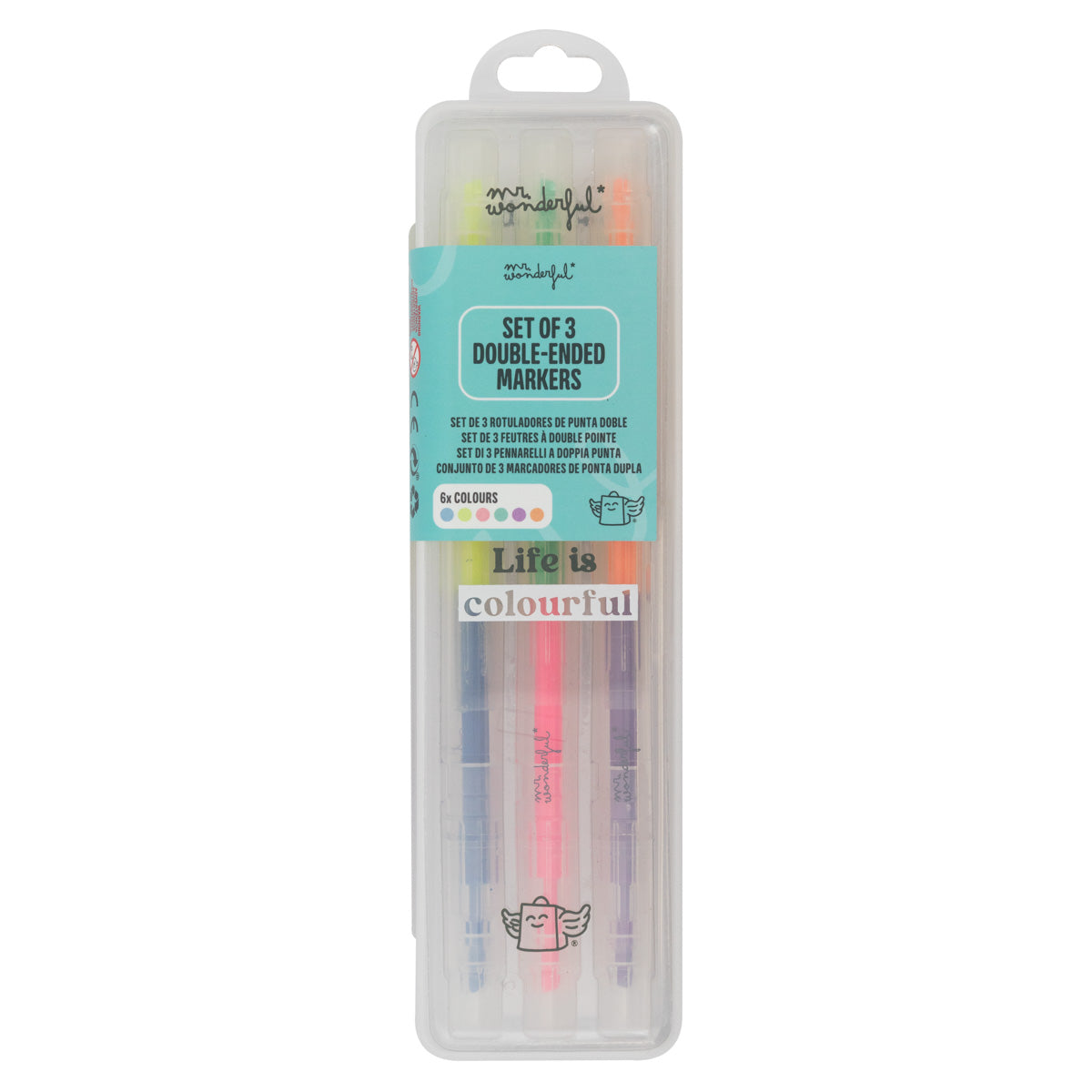 Set of 3 double-ended markers - Life is colourful